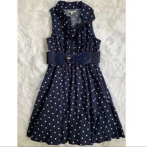 Belted polka dot dress with full skirt 👗